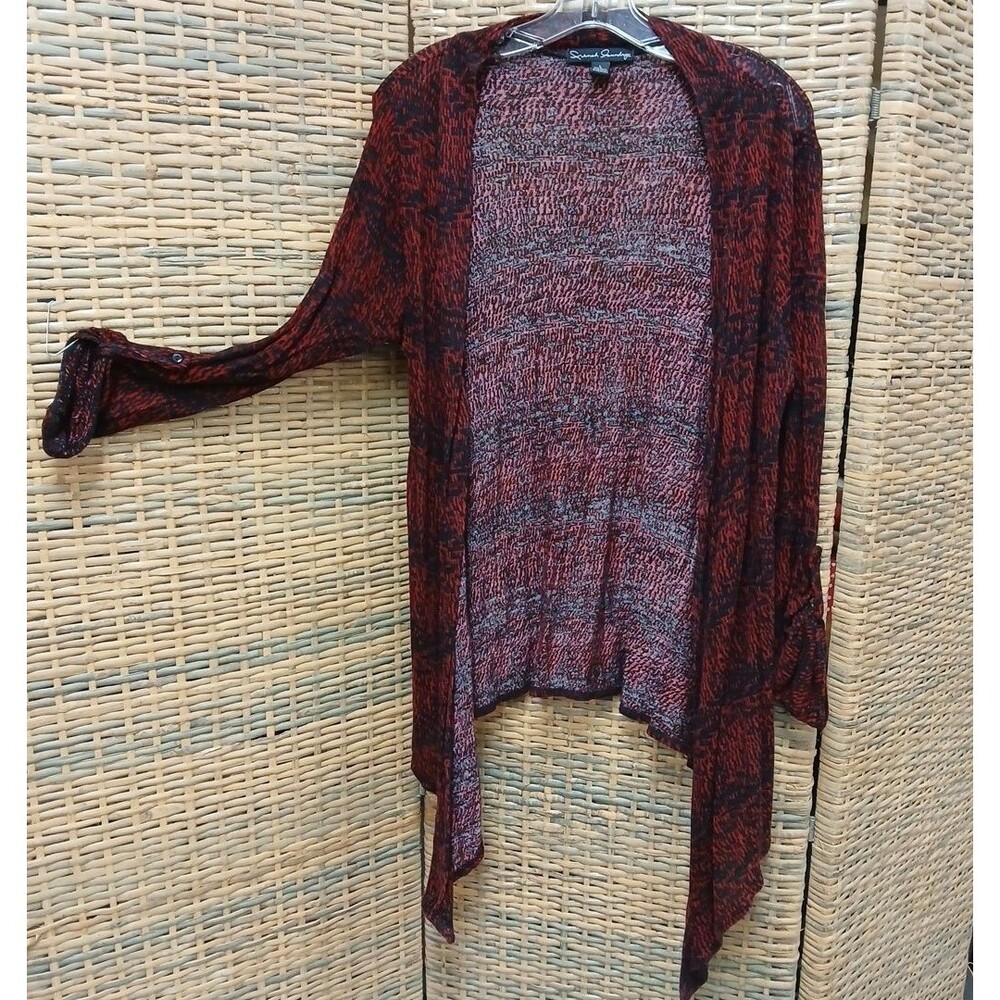 French Laundry Large Cardigan Open Front 3/4 Sleeve Slouchy Boho Teacher Career